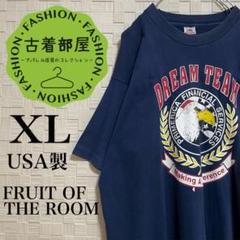 【90s】USA製 フルーツオブザルーム Tシャツ シングルステッチ 企業 紺