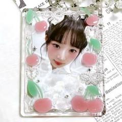 トレカケース　レジン　デコ　ハンドメイド　チェリー　リボン　オタ活　B8