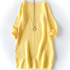 フォグリネンワーク fog linen work チュニック 麻100％ 黄色 フォグリネンワーク fog linen work チュニック 麻100％ 黄色