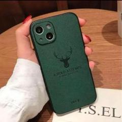 【大人気】iPhone12proケース緑レザー鹿可愛い革韓国キャラクター海外旅行