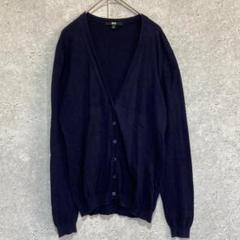 【UNIQLO】ユニクロ（L）Vネックニットカーディガン＊綿100％＊伸縮性＊紺のサムネイル