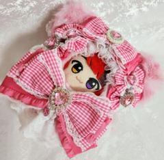 １２cm♡ぬい服ちびぐるみ♡おすわりぬい服♡ねこの着ぐるみ♡ピンク おすわり ぬい服 着ぐるみ 10〜12cm ‪‪❤︎ねこ ピンク 白‬‬