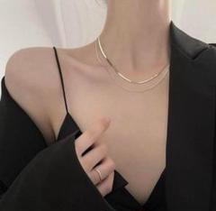 シンプル⭐️ シルバー 二連　二重　チェーンネックレス