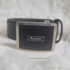 大人気！アクスキュータム　aquascutum 黒 レザーベルト　バックル