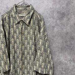 90S vintage 半袖　柄シャツ　シルク　メンズXL 古着　個性派　奇抜
