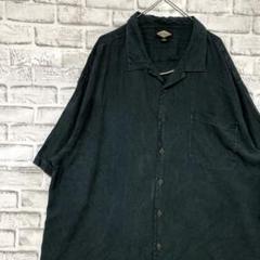 半袖シルクシャツ！アロハ　ブラック2XL 30