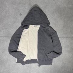 ジップパーカー　裏サーマル　ダブルフェイス　ワッフル　90s　フーディ　無地