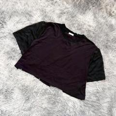 『a.v.v』アー・ヴェ・ヴェ　半袖カットソー　Tシャツ　クロップド丈　黒(S)