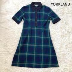 YORKLAND ヨークランド♡チェックワンピース　シャツ　緑　サイズ11号