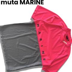 muta MARINE ムータマリン　バイカラー　ハイネック　半袖シャツ　ロゴ
