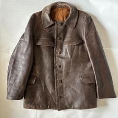 French vintageレザージャケット　動物ボタン 30s？ 40s？
