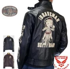 大幅値下 美品 レアBETTY BOOP黒革ジャン BRAVE-MAN牛革100