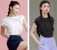 ゼクシィミックス　コットン混 2WAY クロップド丈 半袖　黒・白2枚組セット