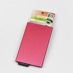 自動スライド式カードケース ピンク 5枚収納 ★高品質★ クレジットカードケース