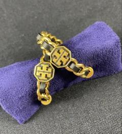 未使用品.TORY BURCH/トリバーチ、マリオンウーブンチェーンフープピアス