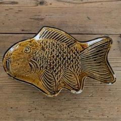 【29cm 大きめサイズ】　古相馬焼　19世紀　魚形皿　相馬焼　大堀相馬　鯉 29cm 大きめサイズ】 古相馬焼 19世紀 魚形皿 相馬焼 大堀相馬
