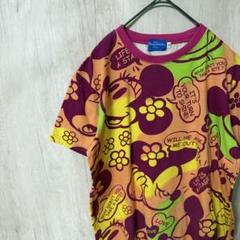 DISNEY ディズニー 古着 tシャツ ミニー オレンジ 総柄
