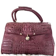 美品】カイマンクロコ ハンドバッグ エキゾチック タッセル