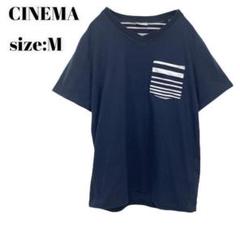 シネマ CINEMA シャツ トップス 半袖 M ネイビー