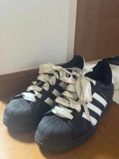adidas スーパースター　リボン付き スニーカー 黒のサムネイル