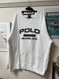 【POLO】スウェット　デカロゴ　刺繍　2XL ゆるだぼ　白　ラルフローレン古着のサムネイル