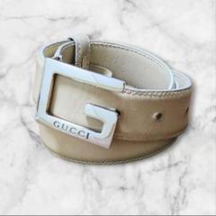 GUCCI グッチ Gロゴ 細め ベルト 　ベージュ GUCCI グッチ Gロゴ 細め ベルト ベージュ