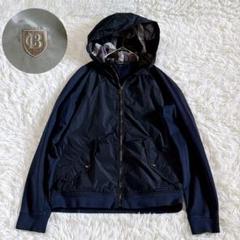 希少✨ブラックレーベルクレストブリッジ　ナイロンコットン切替フルジップパーカー