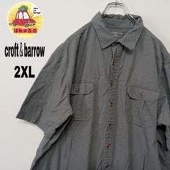 USA古着 croft＆barrow 半袖ボタンシャツ2XL　グレー
