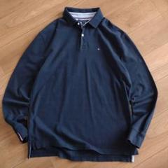 TOMMY HILFIGER ポロシャツ/長袖/CLASSIC/紺/古着/L