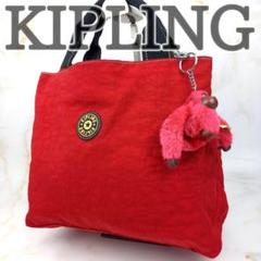 KIPLING　キプリング　ハンドバッグ　トートバック　レッド　ナイロン
