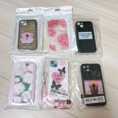 iPhone ケース 13 セット ハート 花 フラワー ブラック ピンク 蝶々