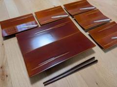 【飛騨春慶塗　隅切り四方膳　吸物膳×５客】天然木製　長期保管品 飛騨春慶塗 隅切り四方膳 吸物膳×5客】天然木製 長期保管品