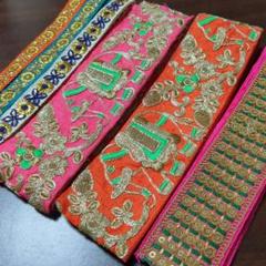 インド刺繍リボン　計6m 　セット　C ぞう　スパンコール