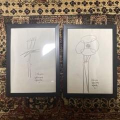 山口一郎　 原画　花の絵画 2点セット 山口一郎 花 直筆原画 （サージ マルジス(Serge Marjisse)「赤い