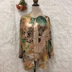 ★フォレスト ヴィンテージ★総柄シャツ ブラウス【L】 重ね着風 レトロ柄