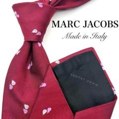 【美品】MARC JACOBS ネクタイ レッド ピンク 小紋柄 梨 光沢感