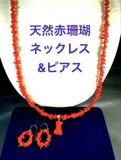天然赤珊瑚 ネックレス & ピアス セット Wー022 - メルカリ