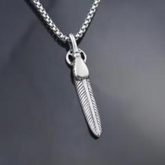 メンズ アクセ シンプル ネックレス 葉 シルバー 韓国 リーフ