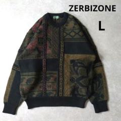 ZERBIZONE　総柄ニットセーター　WOOL100%　マルチカラー　Lサイズ