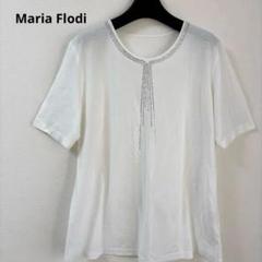 Maria Flodiラインストーン装飾トップスカットソーホワイトAラインM〜L