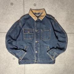 ラルフローレン　Gジャン　襟コーデュロイ　90s　短丈　革パッチ　色残り抜群