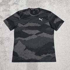 PUMA　プーマ　プラクティス　Tシャツ　L　ブラック　グレー　柄　ロゴ