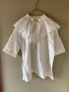 ショコラアフォンドル ホワイト フリル付き コットンシャツ F