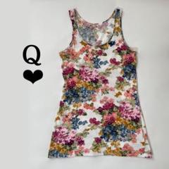 Q♡shop 花柄タンクトップM - メルカリ