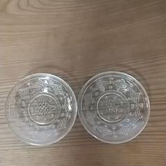 アンティーク硝子♪洒落たカット 可愛い模様 ガラス小皿 二枚 薬味 涼感 手塩