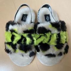 UGG イエロー ファー サンダル　21cm UGG Fluff Sugar Platform YELLOW 21SS-I（アグ フラフ シュガー