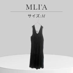 MLI'A エムリアブラック ノースリーブ ワンピースフリル レースアップ
