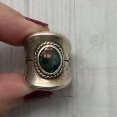 【やや訳あり】silver刻印あり ターコイズ シルバーリング 9号
