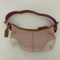 極美品 COACH ハンドバッグ ミニシグネチャー ピンク ソーホー 6351
