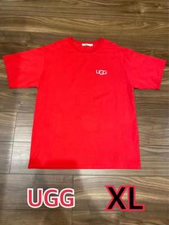 UGG アグ 半袖Tシャツ ワンポイントロゴ刺繍 レッド XLサイズ